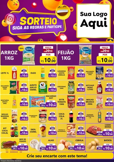 Modelo de Encarte para Encarte A4 Vertical com o tema Sorteio para Supermercado