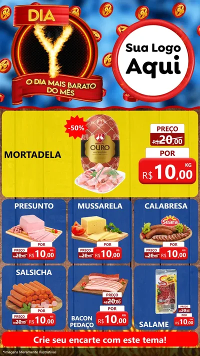 Modelo de Rede Social para Stories com o tema Dia Y - O Dia Mais Barato Do Mês para Frios e Laticínios