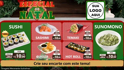 Modelo de TV para TV Horizontal com o tema Especial de Natal para Comida japonesa