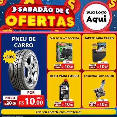 Modelo de Rede Social para Feed Facebook com o tema Sabadão de Ofertas para Auto peças