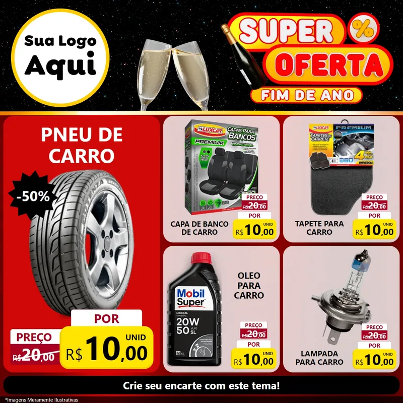 Modelo de Rede Social para Feed Facebook com o tema Super Oferta Fim de Ano para Auto peças
