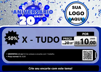 Modelo de Cartaz para Cartaz A4 Horizontal com o tema Promoção de Aniversário - 20 Anos para Hamburgueria