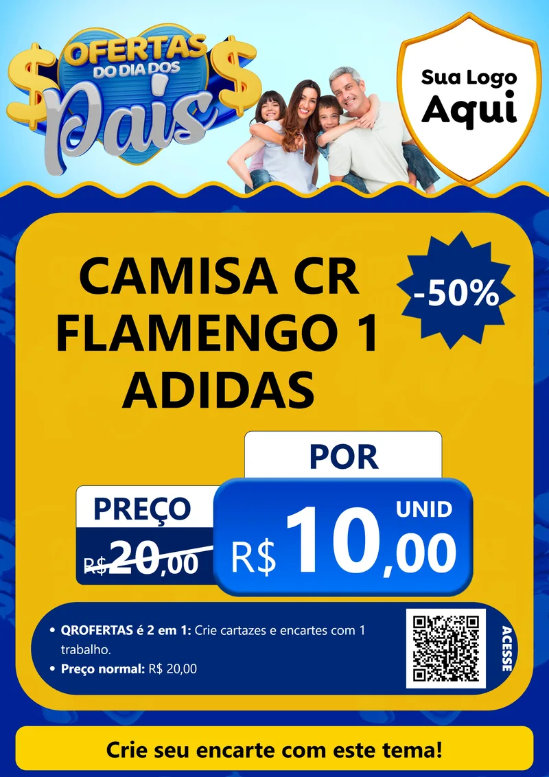 Modelo de Cartaz para Cartaz A4 Vertical com o tema Ofertas do Dia dos Pais para Roupas e acessórios