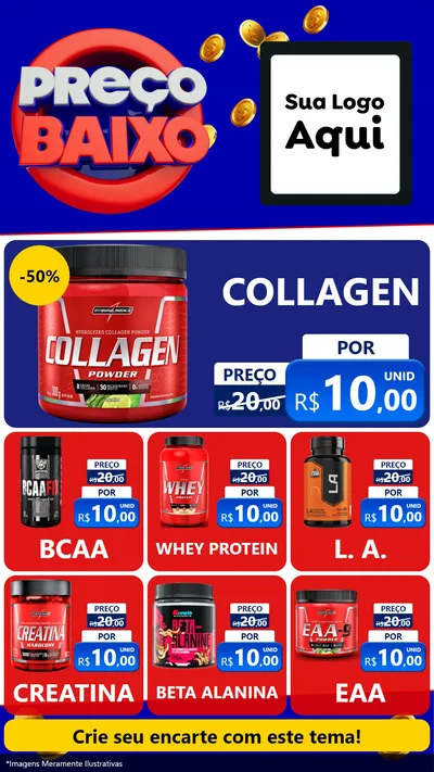 Modelo de Rede Social para Stories com o tema Preço Baixo para Suplementos alimentares