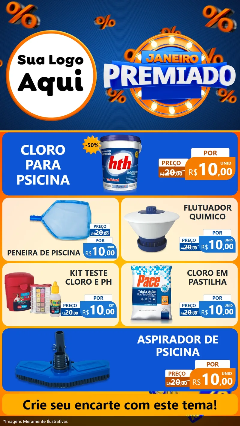 Modelo de TV para TV Vertical com o tema Janeiro Premiado para Produtos para Piscina