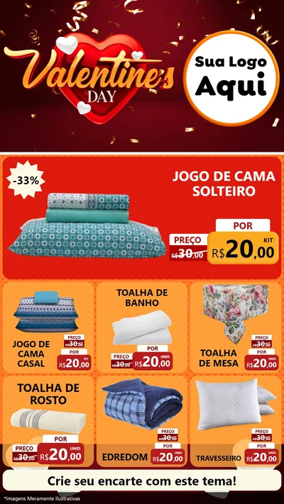 Modelo de Rede Social para Stories com o tema Valentine's Day para Cama, Mesa e Banho