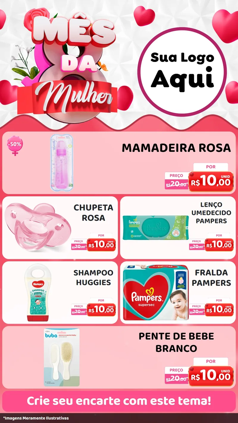 Modelo de TV para TV Vertical com o tema Mês da Mulher para Bebês