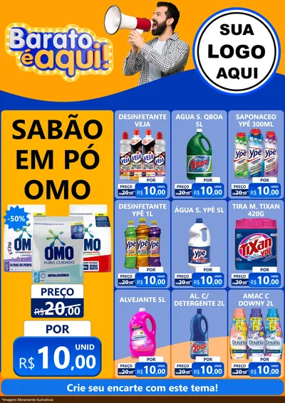 Modelo de Encarte para Encarte A4 Vertical com o tema Barato é aqui para Produtos de Limpeza