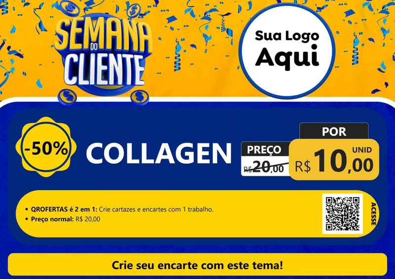 Modelo de Cartaz para Cartaz A4 Horizontal com o tema Semana do Cliente para Suplementos alimentares