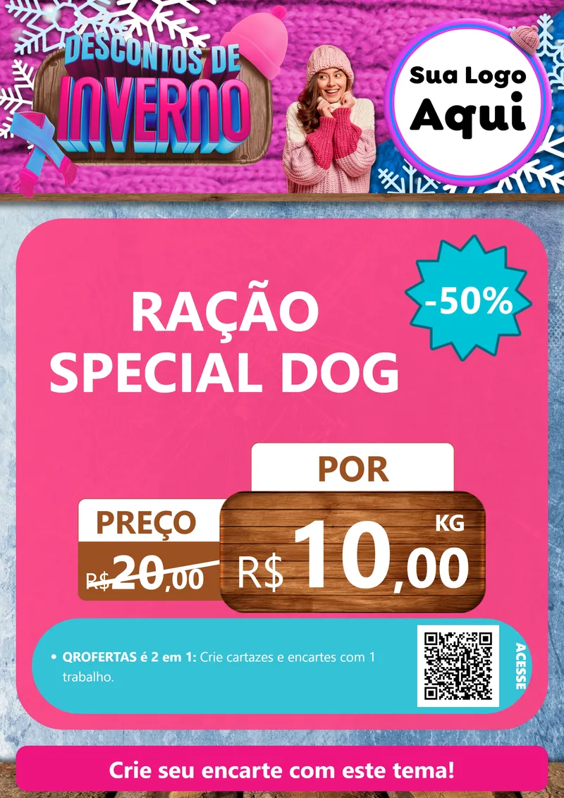 Modelo de Cartaz para Cartaz A4 Vertical com o tema Descontos de Inverno para Pet Shop
