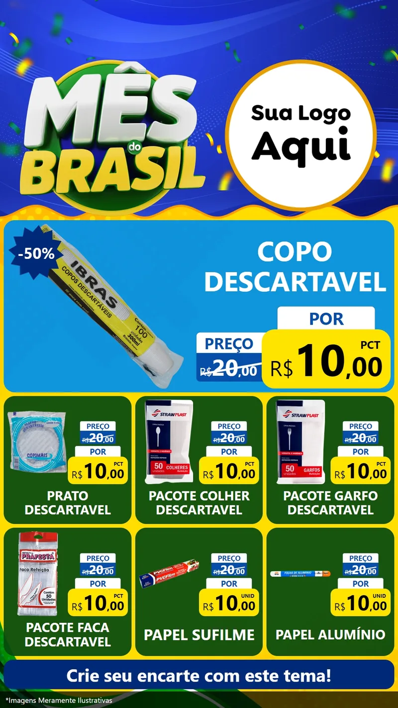 Modelo de Rede Social para Stories com o tema Mês do Brasil para Embalagens