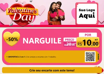 Modelo de Cartaz para Cartaz A4 Horizontal com o tema Valentine's Day para Tabacaria