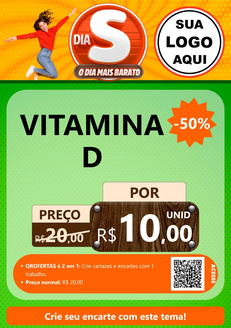 Modelo de Cartaz para Cartaz A4 Vertical com o tema Dia S - O Dia Mais Barato para Farmácia