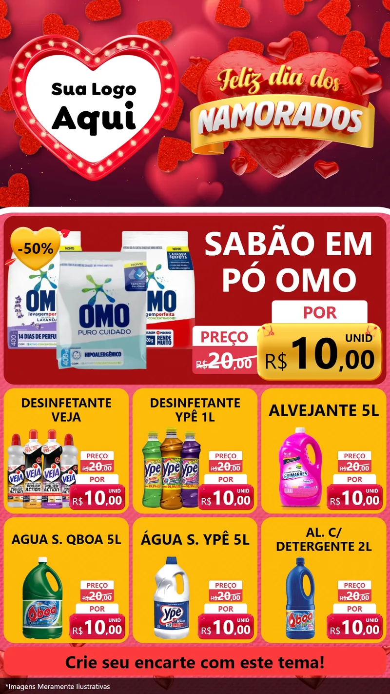 Modelo de Rede Social para Stories com o tema Feliz Dia Dos Namorados para Produtos de Limpeza