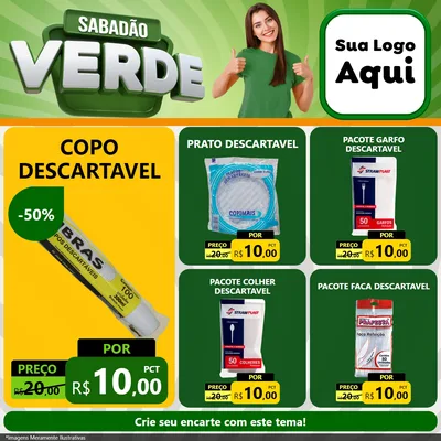 Modelo de Rede Social para Feed Facebook com o tema Sabadão Verde para Embalagens