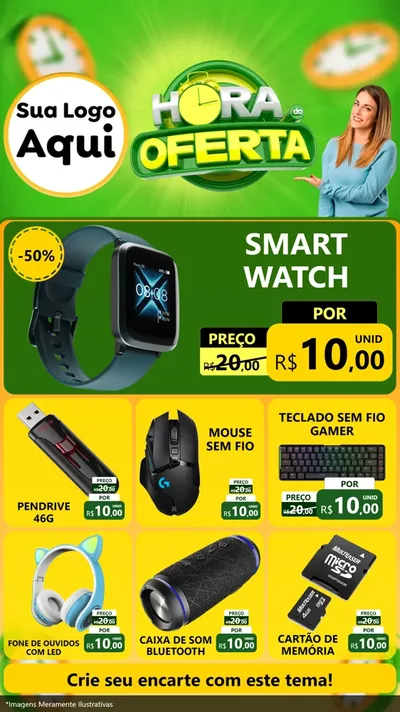 Modelo de Rede Social para Stories com o tema Hora da Oferta para Informática