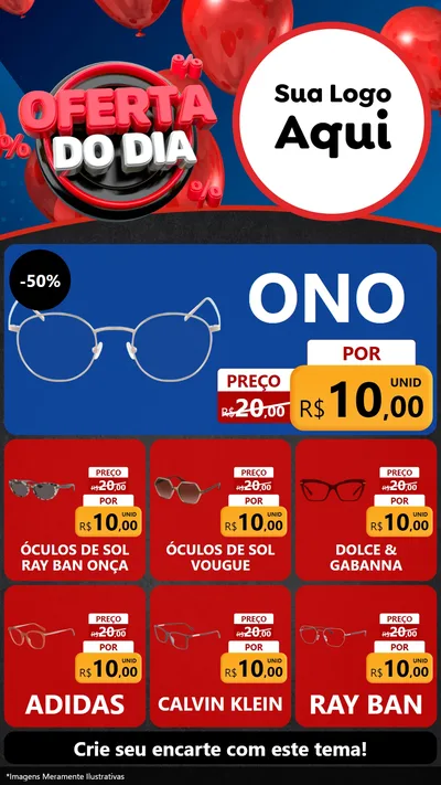 Modelo de Rede Social para Stories com o tema Oferta do Dia para Óticas