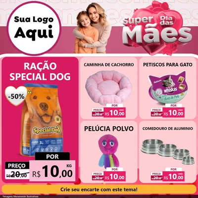 Modelo de Rede Social para Feed Facebook com o tema Super Dia Das Mães para Pet Shop