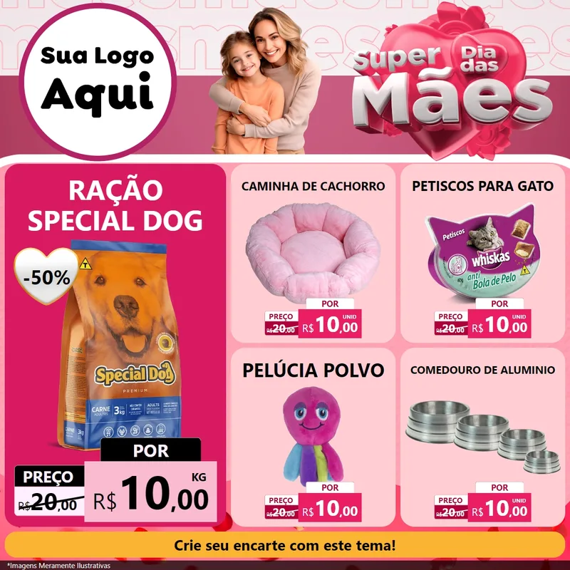 Modelo de Rede Social para Feed Facebook com o tema Super Dia Das Mães para Pet Shop