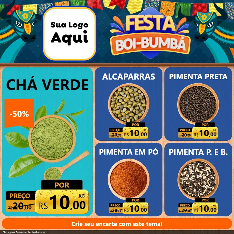 Modelo de Rede Social para Feed Facebook com o tema Festa Boi Bumbá para Produtos Naturais