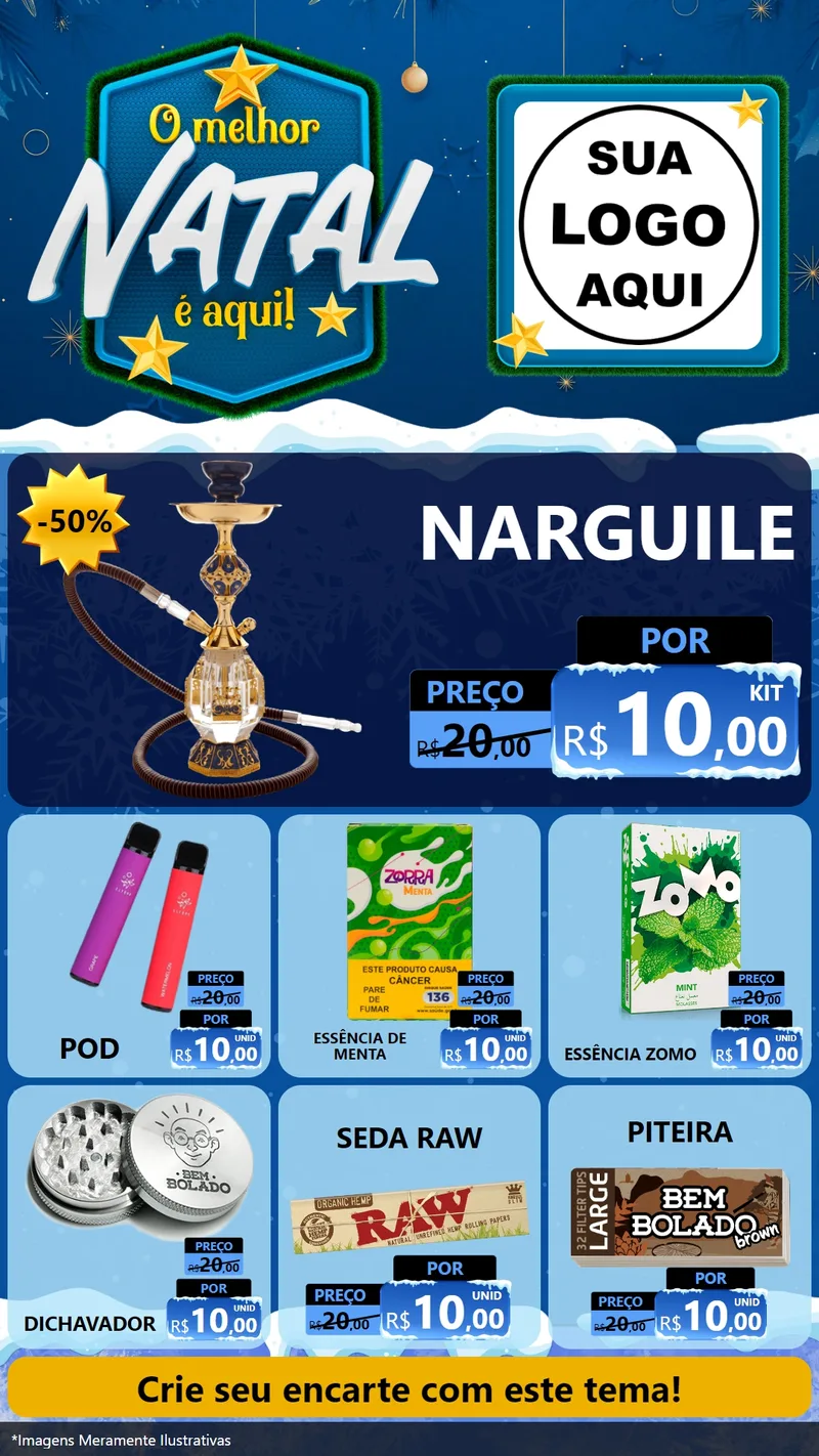 Modelo de Rede Social para Stories com o tema O Melhor Natal É Aqui! para Tabacaria