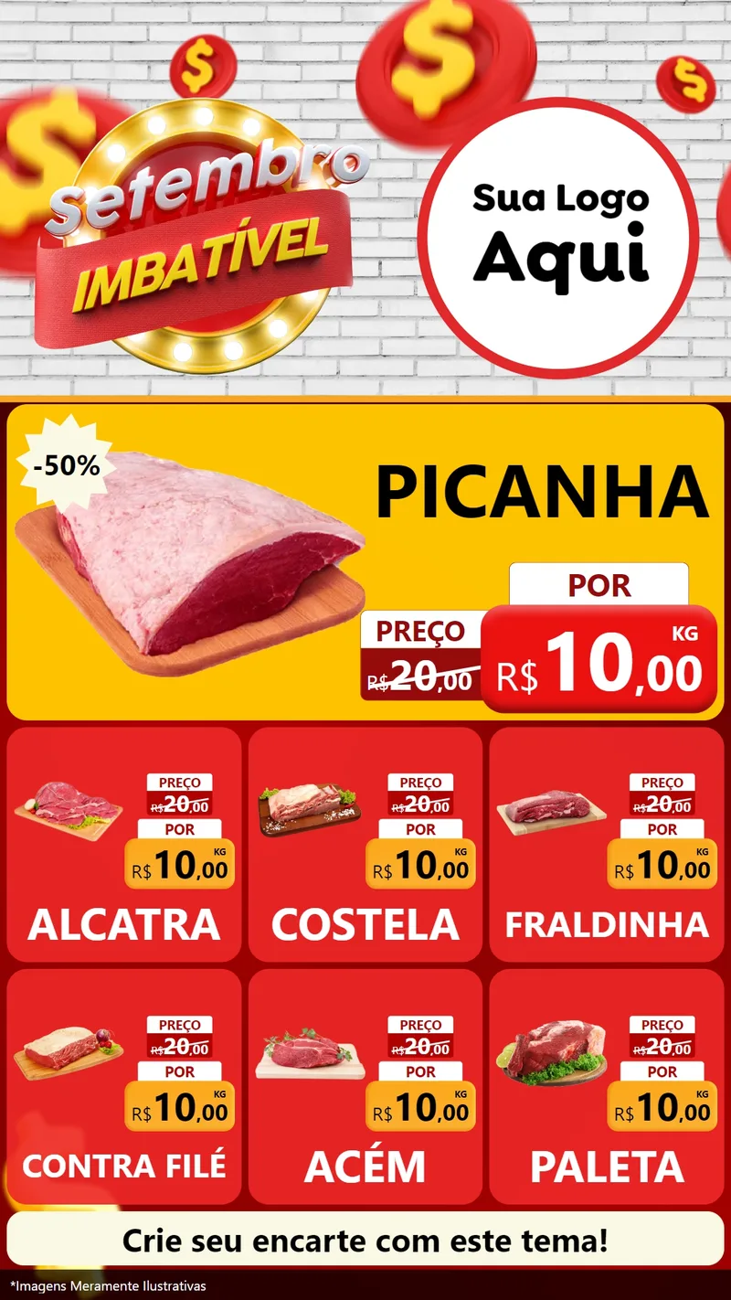 Modelo de Rede Social para Stories com o tema Setembro Imbatível para Açougue