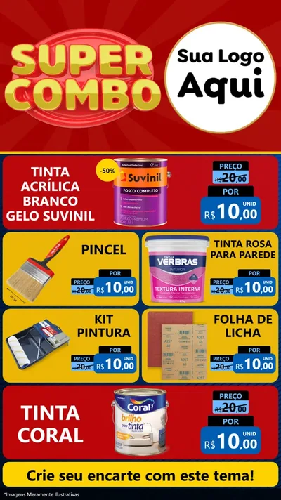 Modelo de TV para TV Vertical com o tema Super Combo para Tintas e Ferramentas