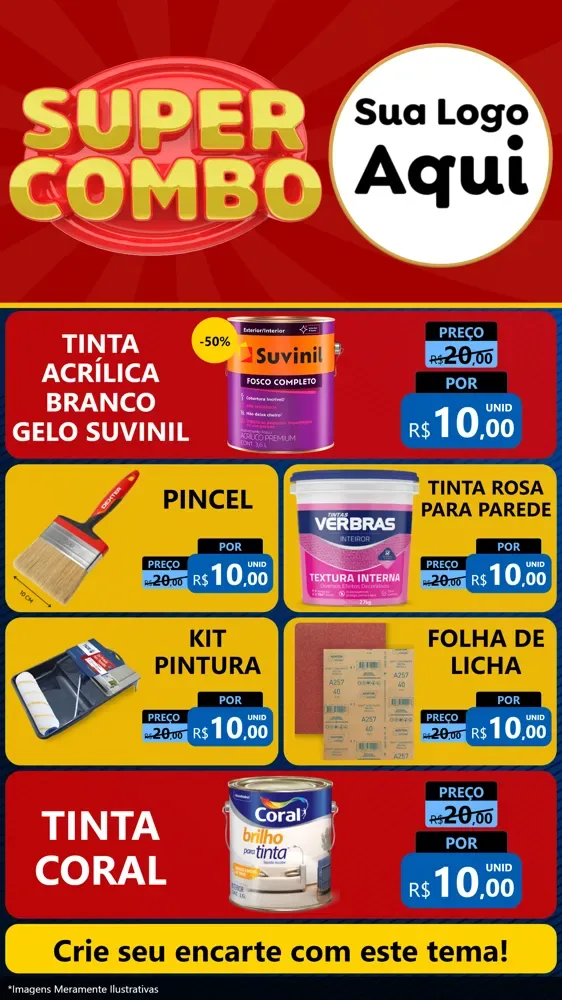 Modelo de TV para TV Vertical com o tema Super Combo para Tintas e Ferramentas