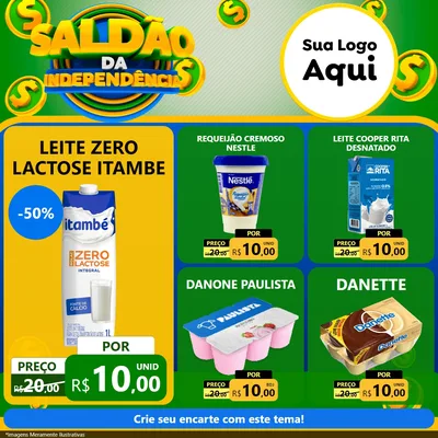 Modelo de Rede Social para Feed Facebook com o tema Saldão da Indepêndencia para Frios e Laticínios