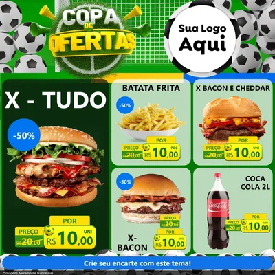 Modelo de Rede Social para Feed Facebook com o tema Copa De Ofertas para Hamburgueria