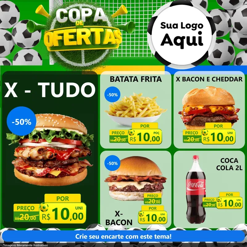 Modelo de Rede Social para Feed Facebook com o tema Copa De Ofertas para Hamburgueria