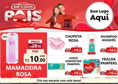 Modelo de Encarte para Encarte A4 Horizontal com o tema Mês dos Pais para Bebês