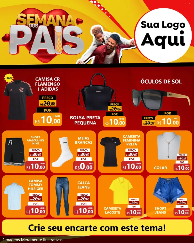 Modelo de Rede Social para Feed Instagram com o tema Semana Dos Pais para Roupas e acessórios