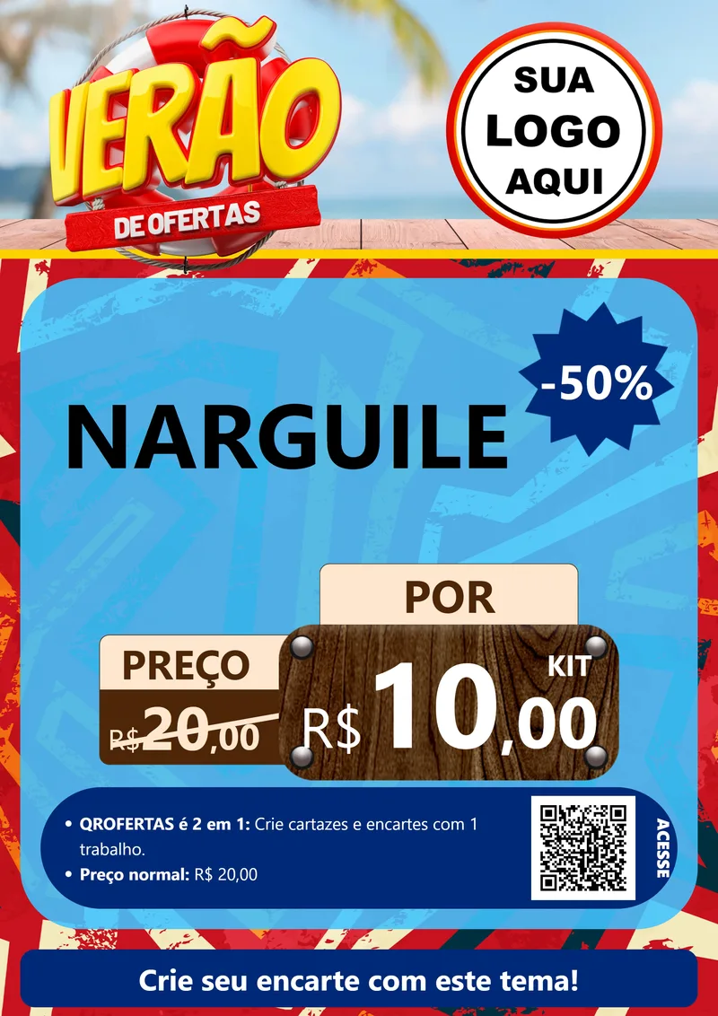 Modelo de Cartaz para Cartaz A4 Vertical com o tema Verão de Ofertas para Tabacaria