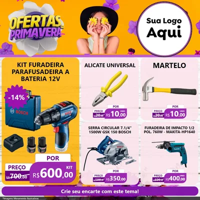 Modelo de Rede Social para Feed Facebook com o tema Ofertas Da Primavera para Maquinas e Ferramentas