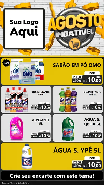 Modelo de TV para TV Vertical com o tema Agosto imbatível para Produtos de Limpeza