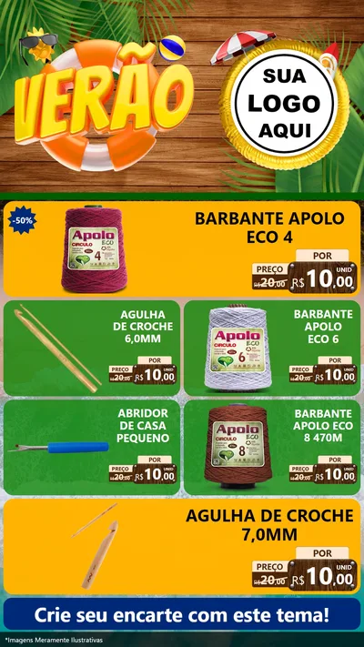Modelo de TV para TV Vertical com o tema Verão para Armarinho e Aviamentos
