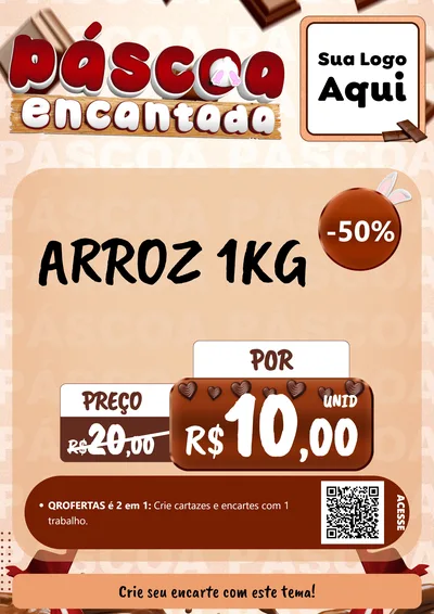 Modelo de Cartaz para Cartaz A4 Vertical com o tema Páscoa Encantada para Supermercado