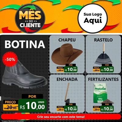 Modelo de Rede Social para Feed Facebook com o tema Mês do Cliente para Agropecuária