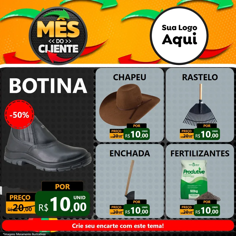 Modelo de Rede Social para Feed Facebook com o tema Mês do Cliente para Agropecuária