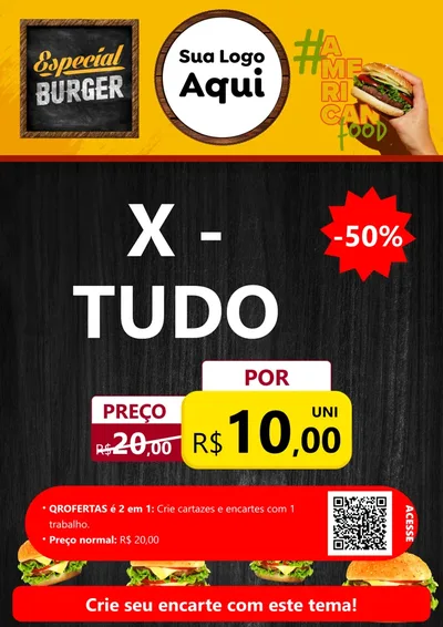 Modelo de Cartaz para Cartaz A4 Vertical com o tema Especial Hambúrguer para Hamburgueria