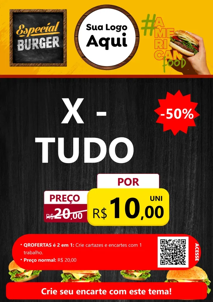 Modelo de Cartaz para Cartaz A4 Vertical com o tema Especial Hambúrguer para Hamburgueria