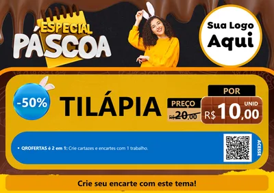 Modelo de Cartaz para Cartaz A4 Horizontal com o tema Especial Páscoa para Peixaria