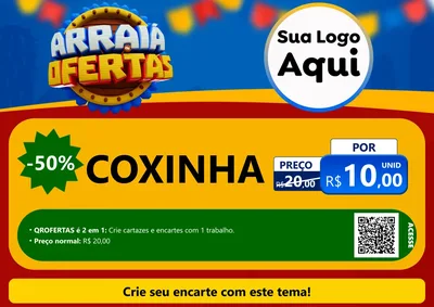 Modelo de Cartaz para Cartaz A4 Horizontal com o tema Arraiá de Ofertas - Junina para Salgadaria