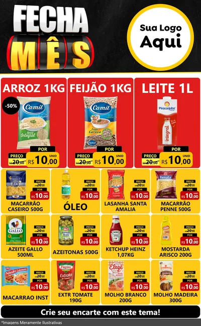 Modelo de Encarte para Encarte Grande com o tema Fecha Mês para Supermercado