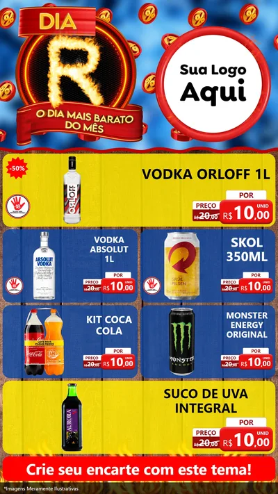 Modelo de TV para TV Vertical com o tema Dia R - O Dia Mais Barato Do Mês para Distribuidora de bebidas