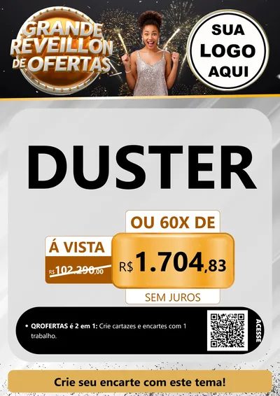 Modelo de Cartaz para Cartaz A4 Vertical com o tema Grande Réveillon de Ofertas para Concessionaria de Carros