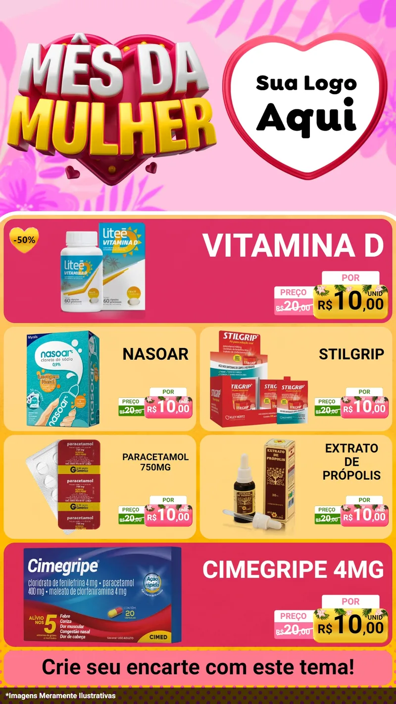 Modelo de TV para TV Vertical com o tema Mês da Mulher para Farmácia