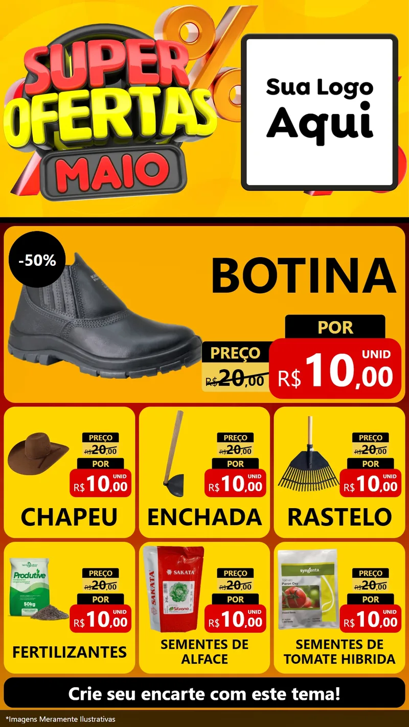 Modelo de Rede Social para Stories com o tema Super Ofertas Maio para Agropecuária
