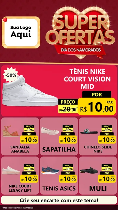 Modelo de Rede Social para Stories com o tema Dia dos Namorados para Calçados